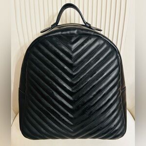 Steve Madden Black Quilted Backpack with Gold Hardware Accents